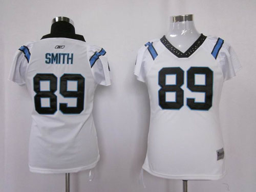 Panthers #89 Steve Smith White Women's Field Flirt Stitched NFL Jersey - Click Image to Close